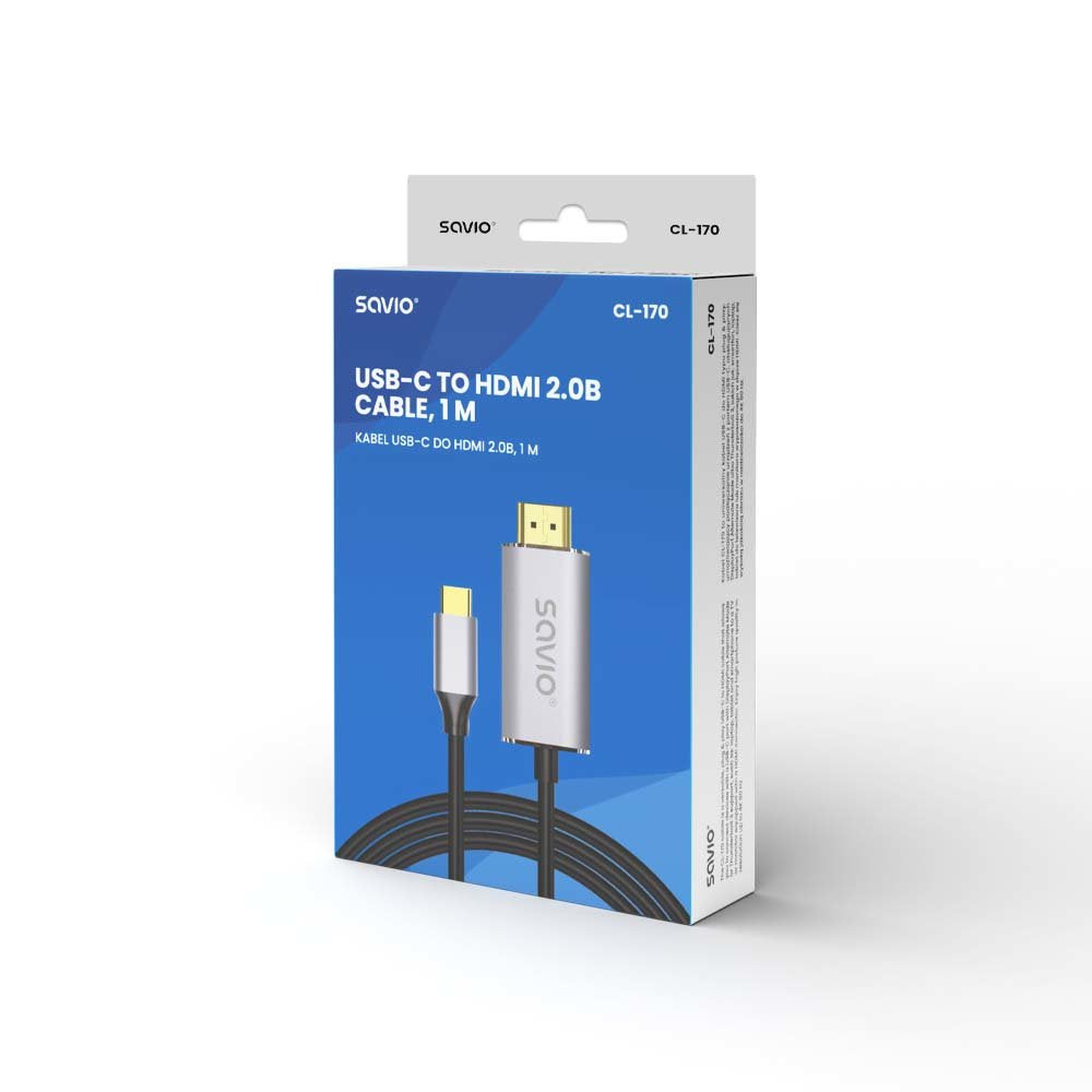 Savio Cl-170 Kabel Usb-C Do Hdmi V2.0b, 1m, Miedz