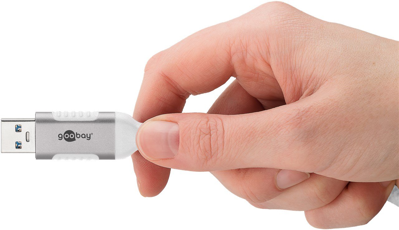 Cable Ethernet Goobay Usb-A 3.2 Gen1 Macho > Rj-45 Macho, Adaptador Lan Blanco, 1 Metro, Cubierta Textil Trenzada 74157