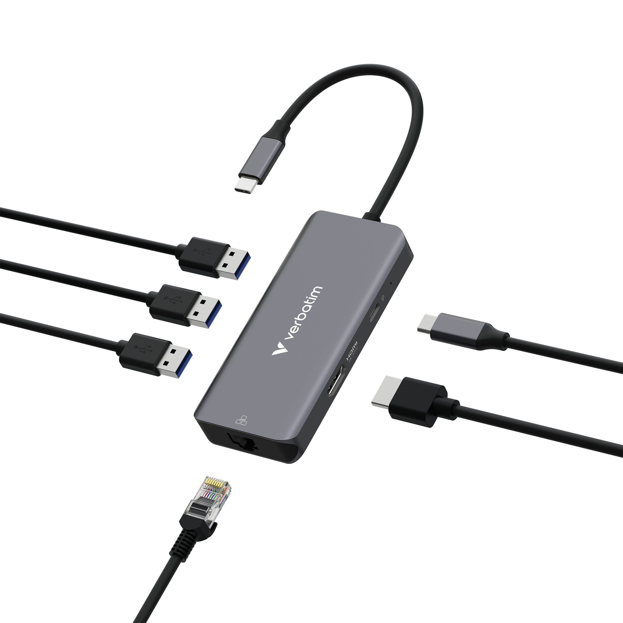 Verbatim Usb-C Essentials Multi- Port Hub 6 Port With Rj45  32157