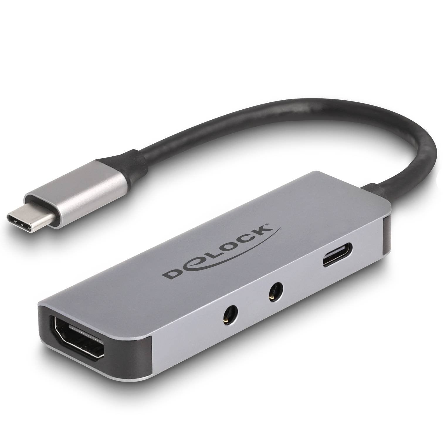 Delock Usb Type-C Adapter Zu Hdmi 4k 60 Hz Und Headset Und Mikrofonschluss + Usb Type-C Pd 95 W