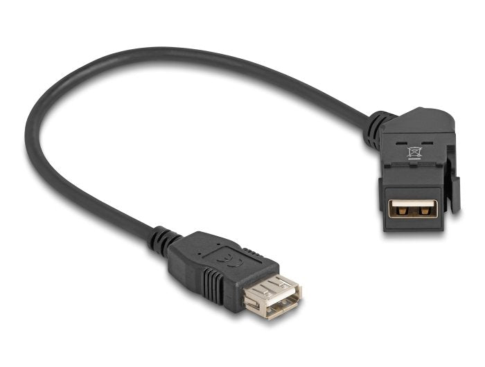 Delock Keystone Modul Usb 2.0 Typ-A Einbaubuchse 45° Gewinkelt Zu Typ-A Buchse Mit 30 Cm Cable Schwarz