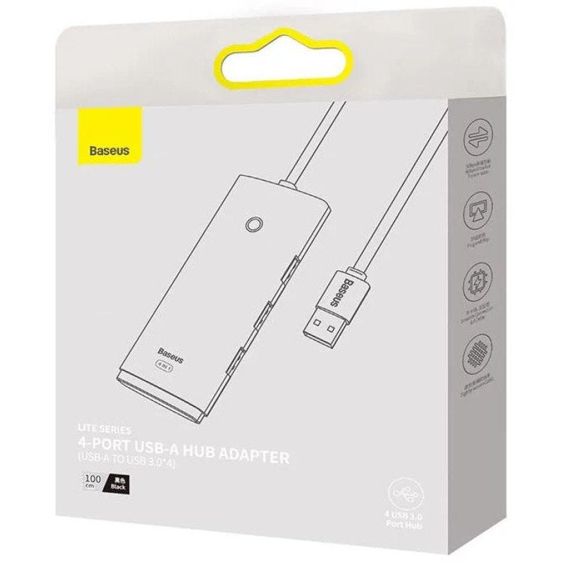Baseus Lite Series Usb-A To X4 Usb-A 3.0 Hubb - Black