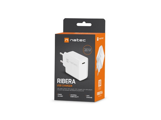 Cargador Usb Natec Ribera Usb-C 20w Pd Blanco