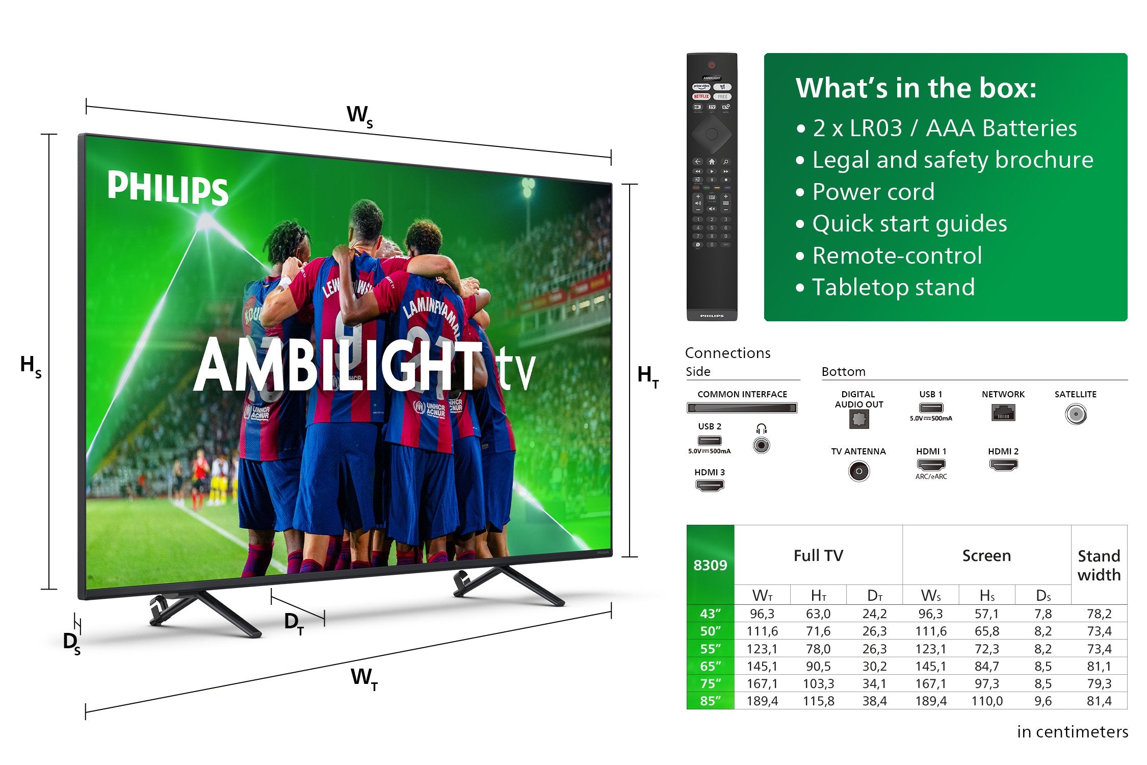 Philips 50pus8309/12  (126 Cm (50 Zoll), Negro, Ultrahd/4k, Wlan, Dolby Atmos, Ambilight) 50pus8309