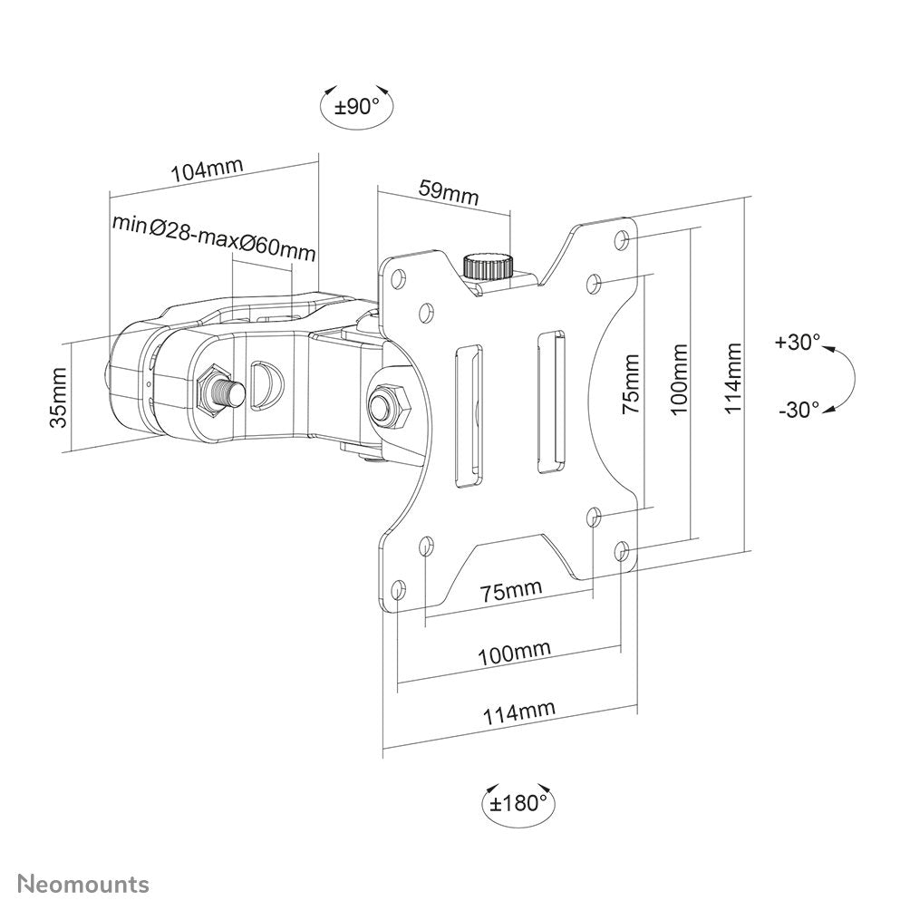 Neomounts By Newstar Soporte De Poste Para Tv 75x75 - 100x100mm 8kg 17-32''
