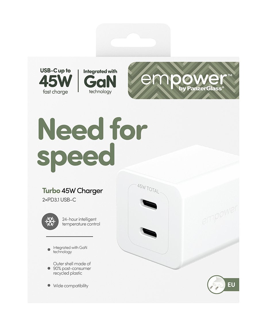 EAN 5715685027574 - PanzerGlass empower™ by ® Turbo 45W Charger incl. 2 x USB-C | EU Plug | Silver White Smartphone Blanco Co imagen 3