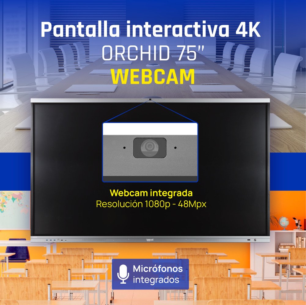 EAN 8435364320082 - iggual Orchid 75 Webcam Panel plano interactivo 190,5 cm (75") LED Wifi 400 cd / m² 4K Ultra HD Negro Pan imagen 2