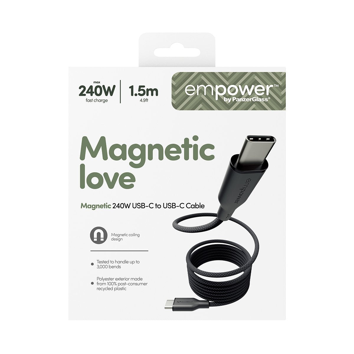 Empower By Panzerglass Magnetic 240w Usb-C To Usb-C Usb 2.0 1,5m Space Negro