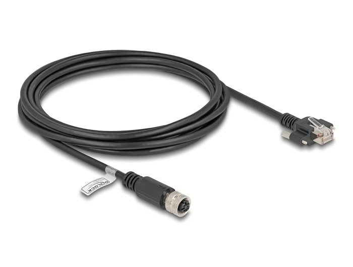 Delock M12 Cable D-Kodiert 4 Pin Hembra A Rj45 Macho Cat.5e Ftp 3 M Negro