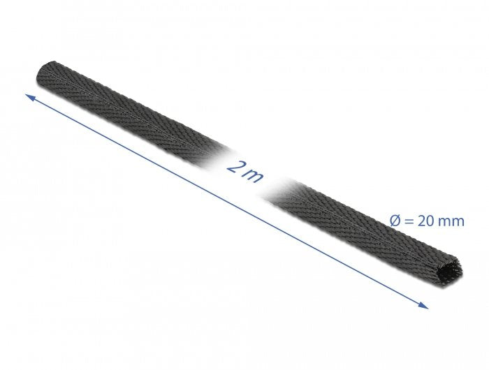 Gewebeschrumpfschlauch 2 M X 20 Mm Schrumpfungsrate 2:1 Schwarz