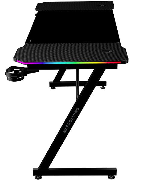 Mesa Gaming Mgd-X140 Rgb Negro Mars Gaming 140x60/ Alfombrilla Xxl/ Soportes Externos Para Bebidas Y Auriculares/ Gestión De Cables/ Iluminación Argb Con Mando