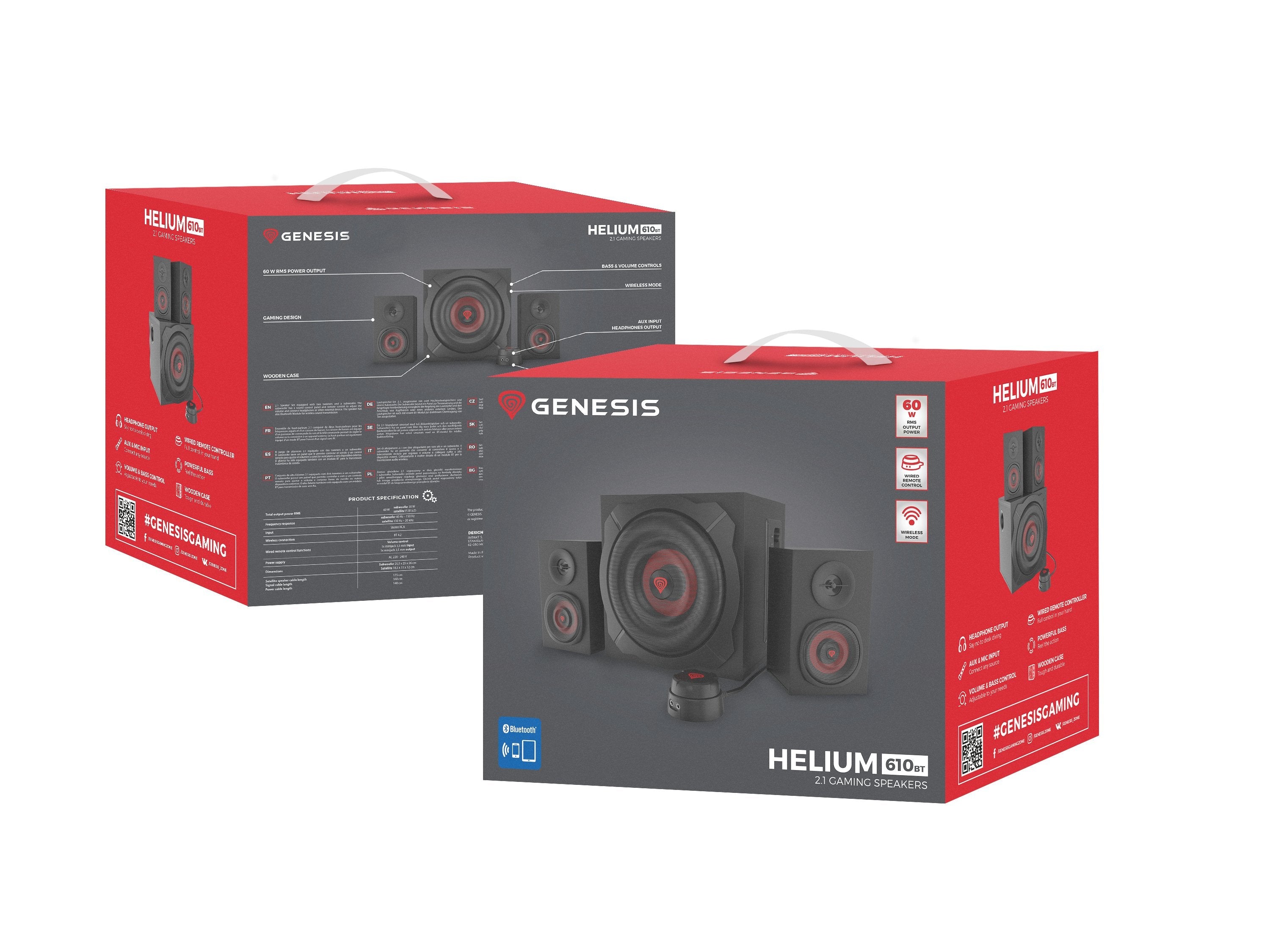 EAN 5901969417852 - GENESIS Helium 610BT conjunto de altavoces 60 W PC/ordenador portátil Negro, Rojo 2.1 canales De 2 vías 3 imagen 6