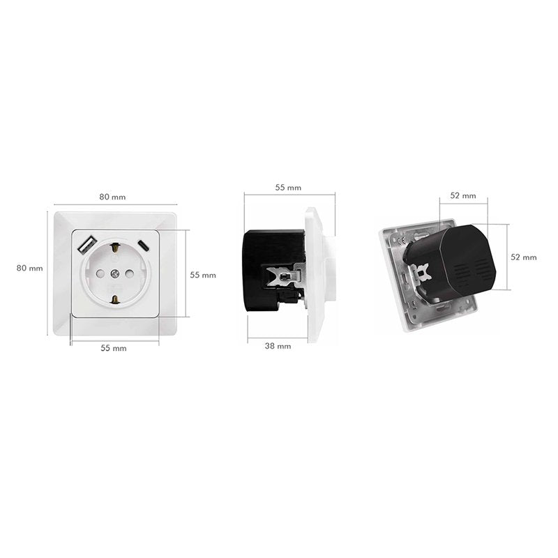 Toma De Pared 1 Base De Enchufe Schuko Y 1 Usb-A 1 Usb-C  Pd Blanco  Logilink