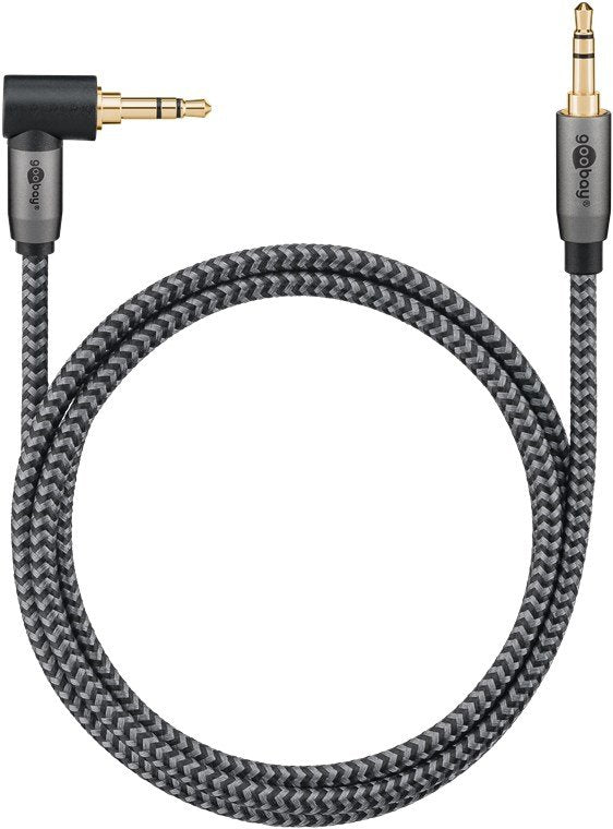 Cable Audio Stereo Minijack 3.5 M/M  1,00m 90º Flexiplus Nylon Goobay