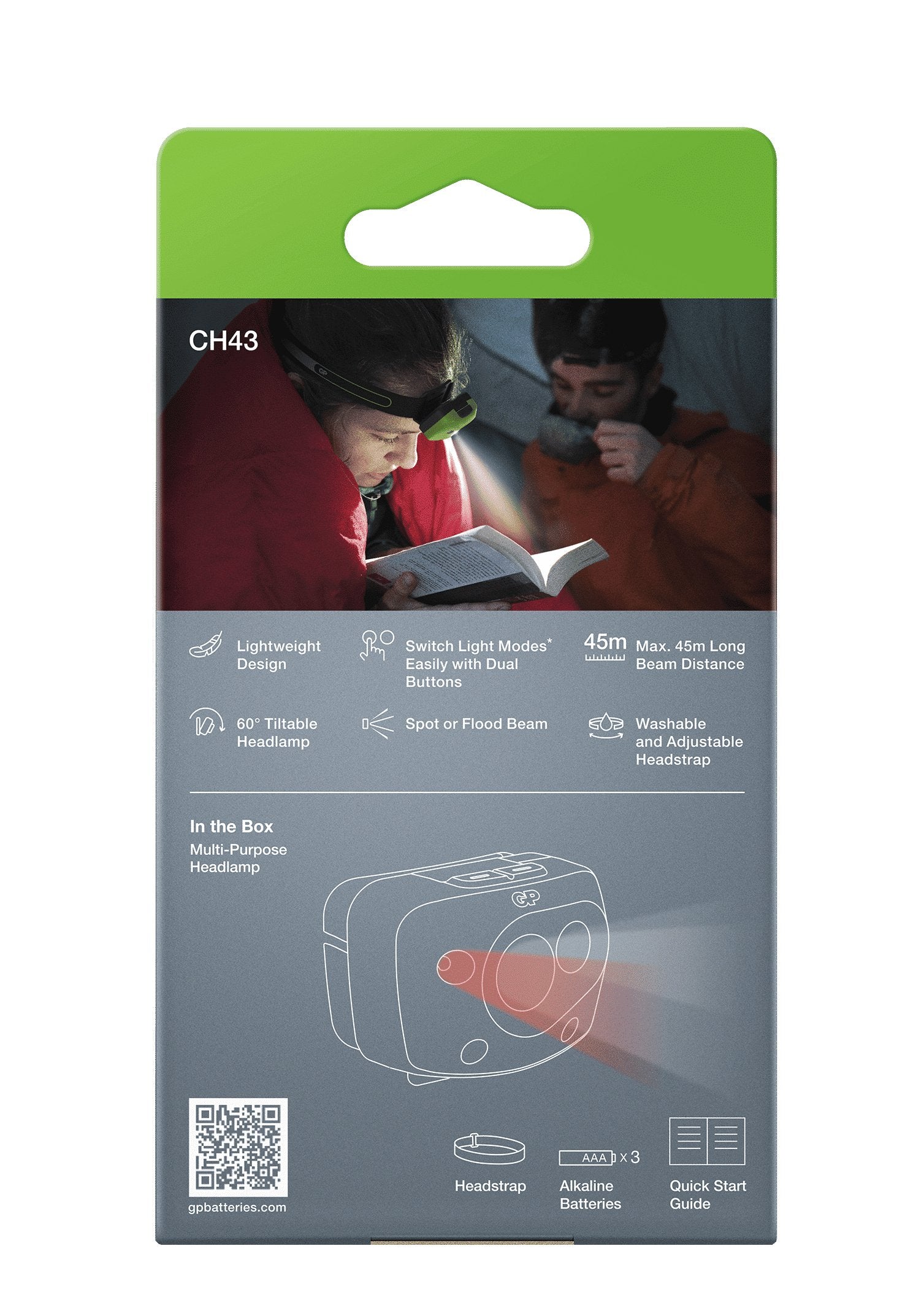 EAN 4891199211027 - GP Batteries CH43 Negro, Verde Linterna con cinta para cabeza LED imagen 3