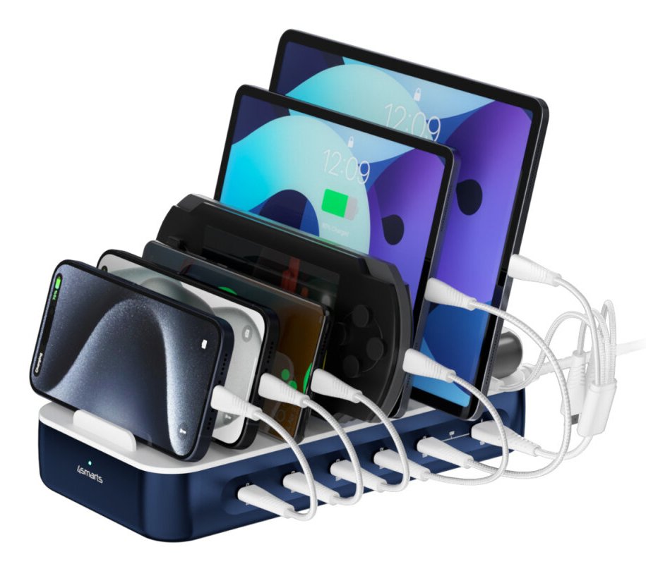 4smarts Ladestation Team 100w 5c 1a Inkl. 6 Cable, Navy