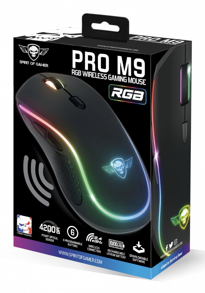 Ratón Gaming Inalámbrico Spirit Of Gamer Pro-M9  Batería Recargable  Hasta 4200 Dpi
