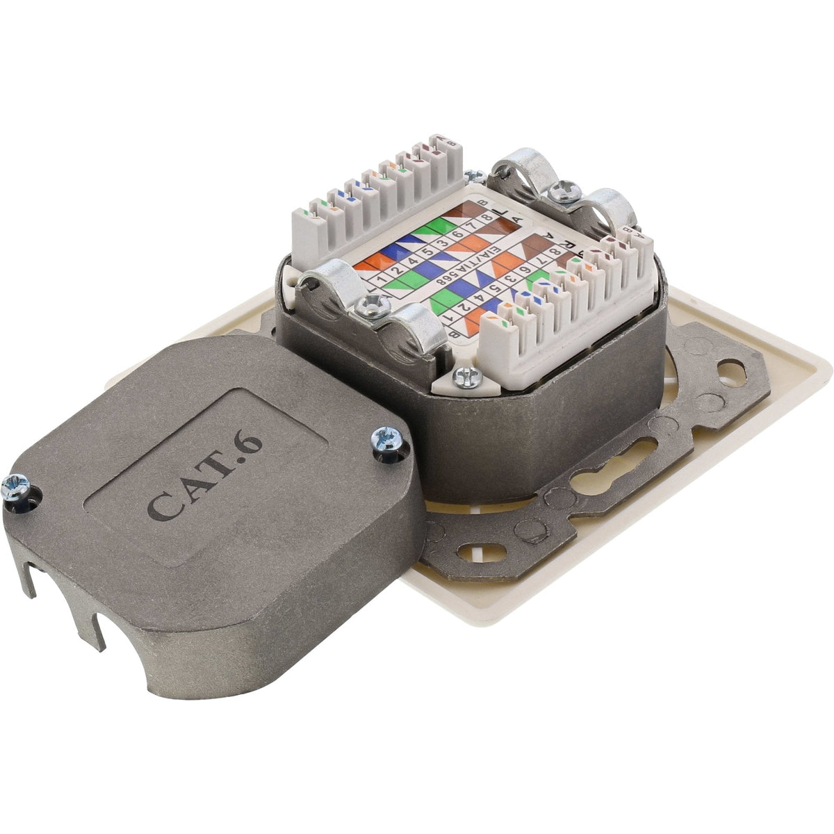 Inline Cat.6 Wall Outlet Box Montaje Superficie O Empotrar 2x Rj45 Blanco Horizontal