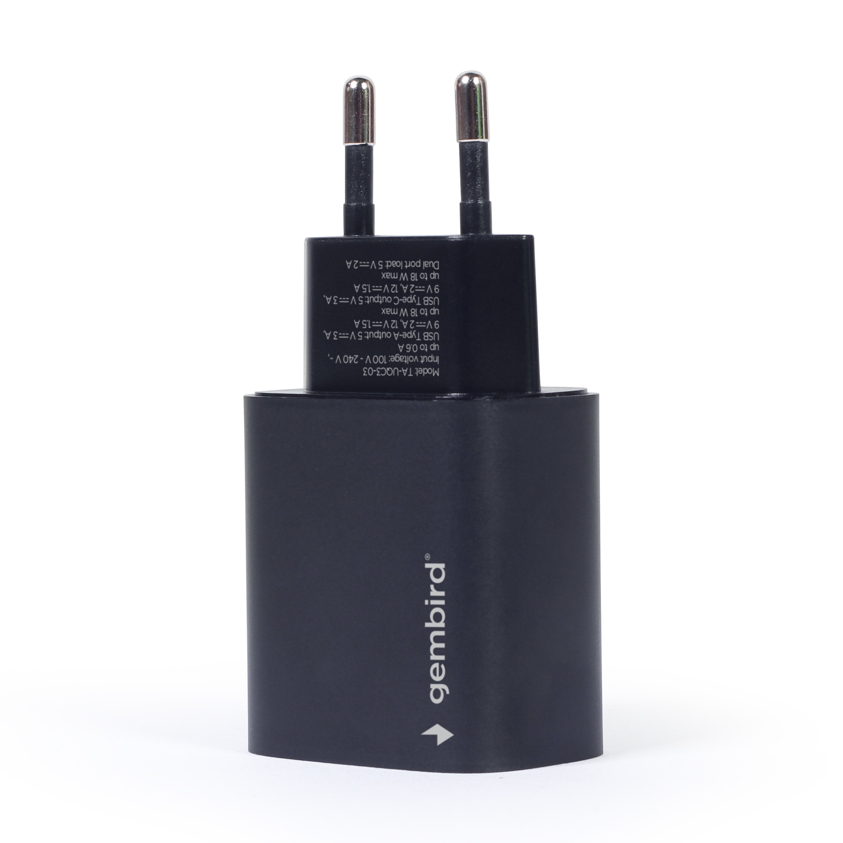 Cargador Rápido Usb Tipo C, 18 W, Negro
