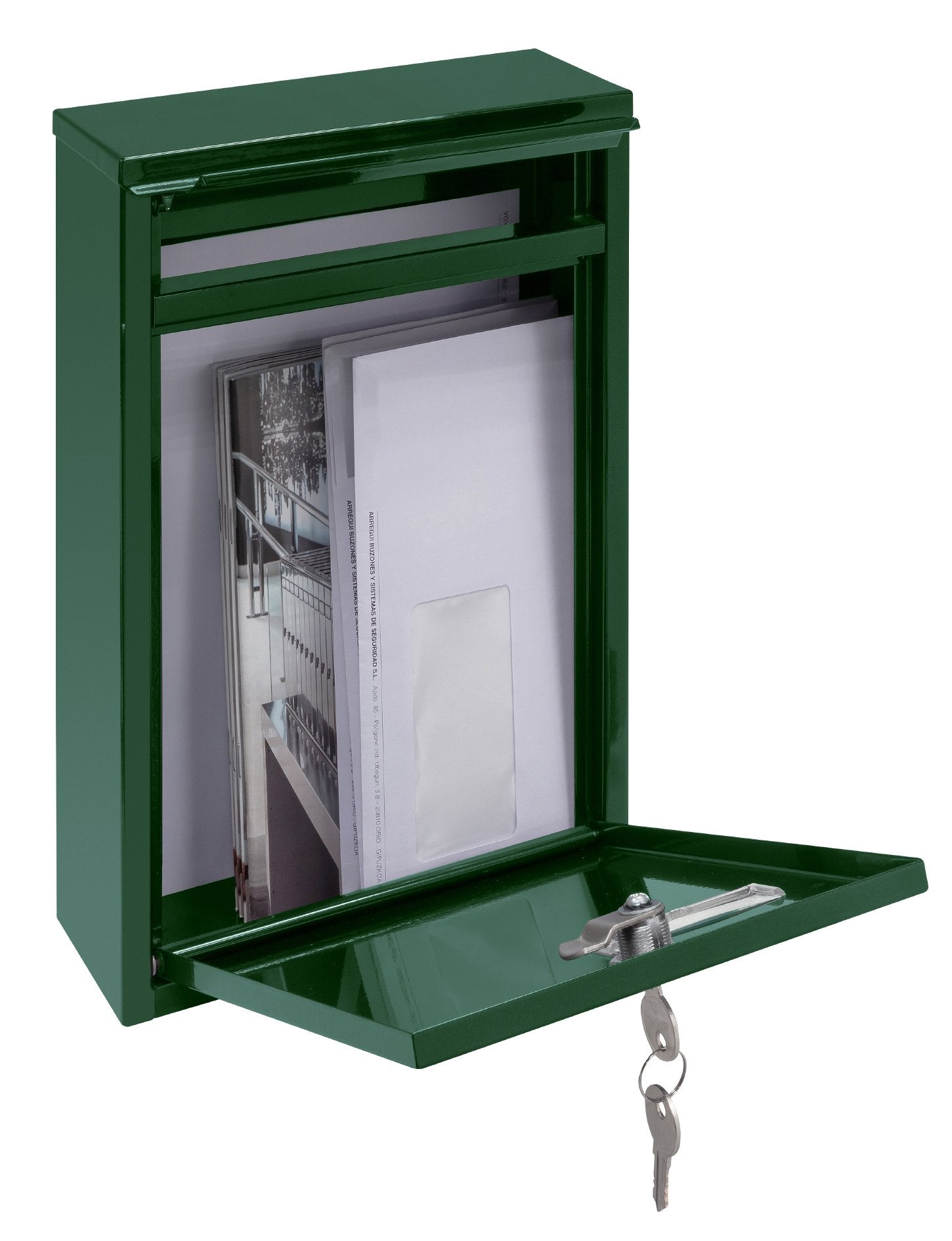Buzón Individual Exterior, Pequeño, Zaguán, Acero, Verde, 22 X 8 X 32 Cm