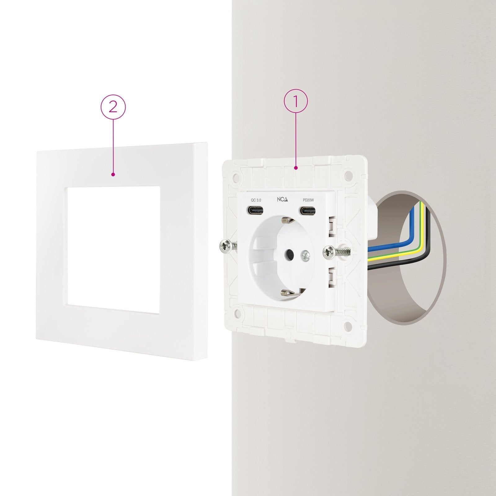 Roseta De Pared Nanocable 10 35 0012 1 Schuko 2 Usb