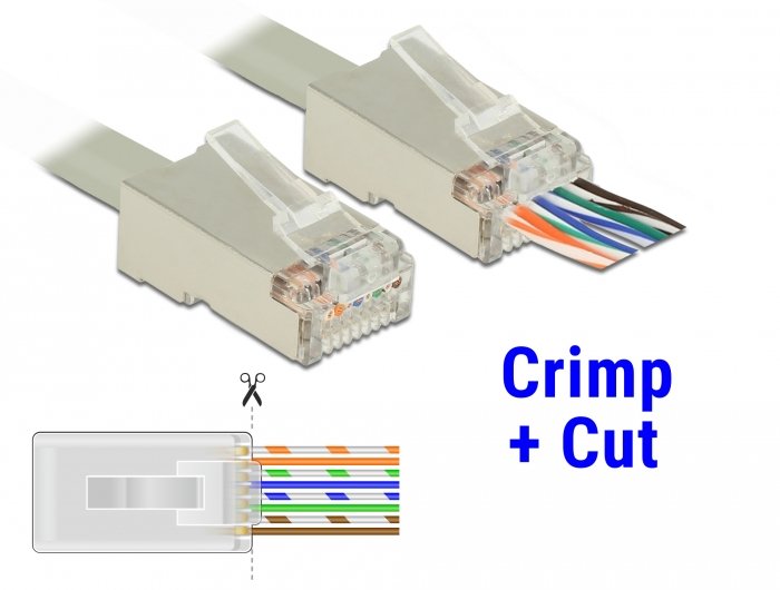 Delock Crimpado Y Corte Rj45 Macho Cat.6 Stp, 20 Piezas