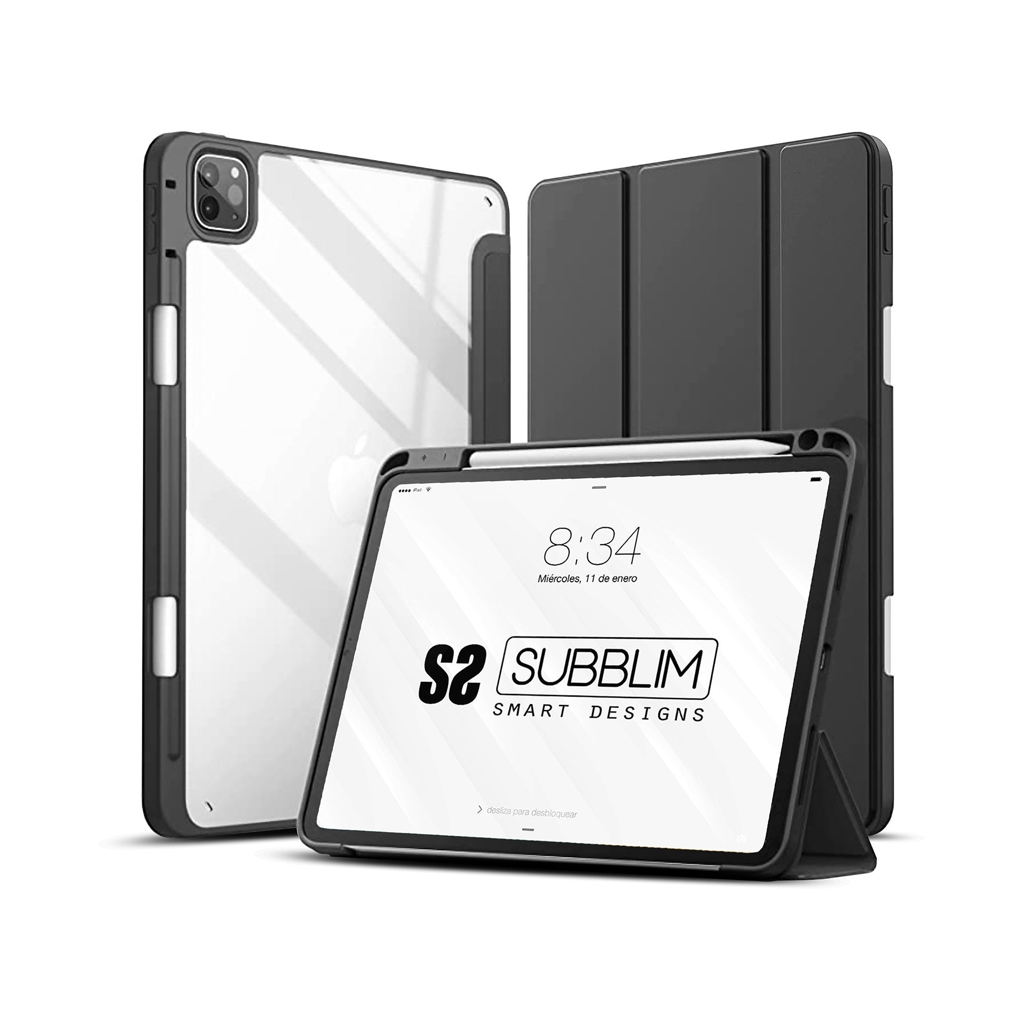 EAN 8436586742768 - SUBBLIM SUBCST-5SC420 funda para tablet 32,8 cm (12.9") Folio Negro, Transparente imagen 1
