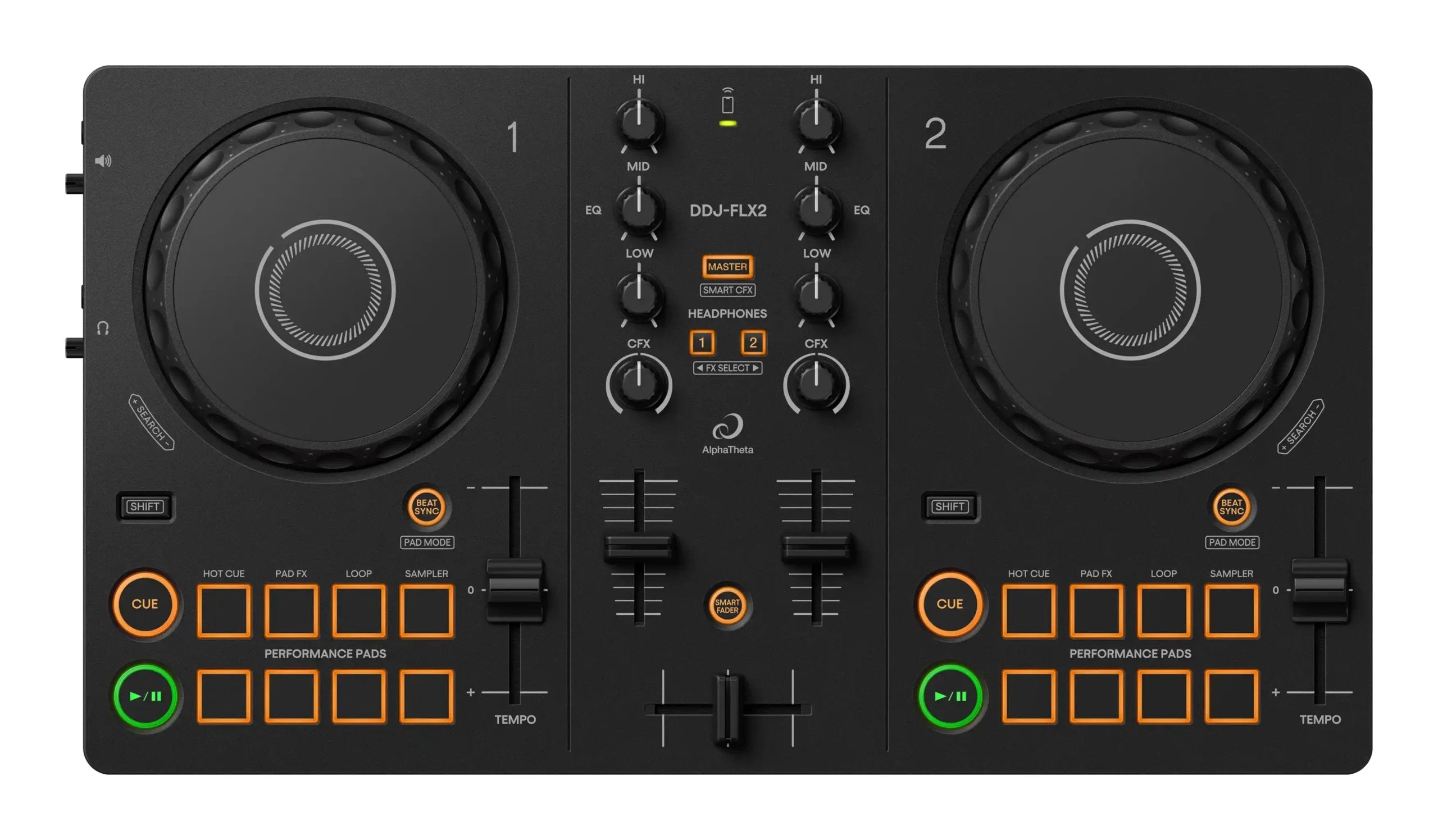 Alphatheta (Pioneer Dj) Ddj-Flx2 - Controlador Dj 2 Canales, Negro