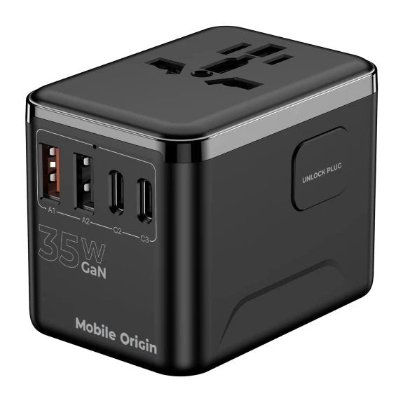 Mobile Origin 35w Travel Adapter Gan Pw4 Eu/Uk/Us/Aus 3c+2a