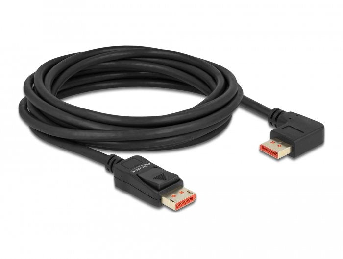 Delock Displayport Cable Stecker Gerade Zu Stecker 90° Links Gewinkelt 8k 60 Hz 5 M