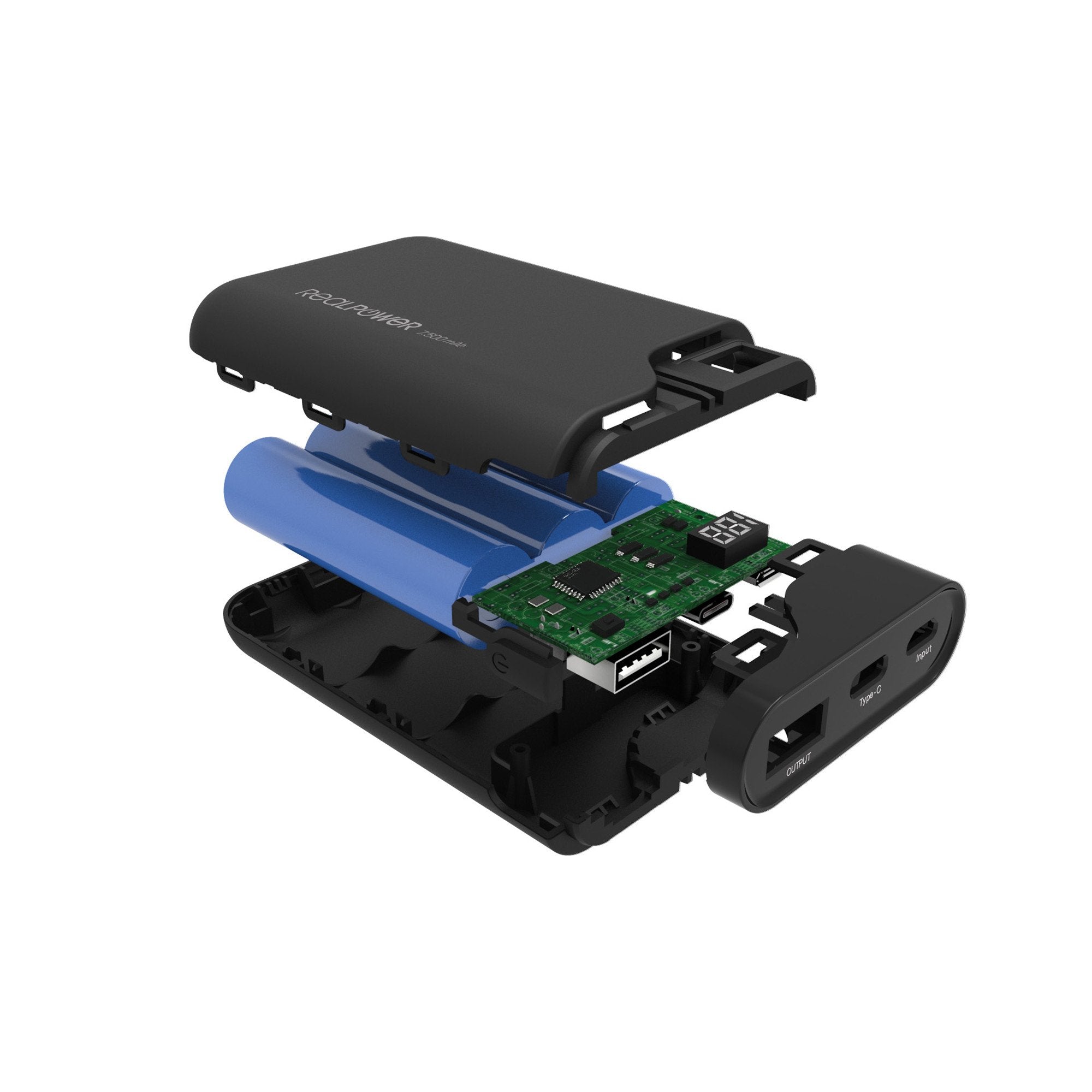 Powerbank Realpower Type C 7500 Schwarz