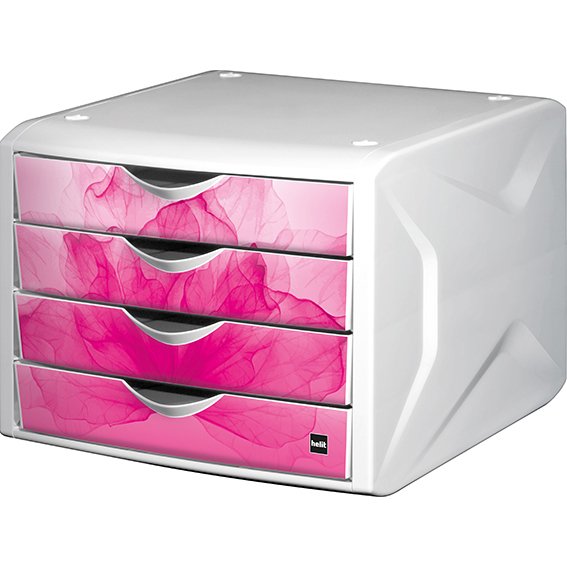 Helit H6129626 - 4 Cajón N - Plástico - Rosa - Blanco - 1 Ud.