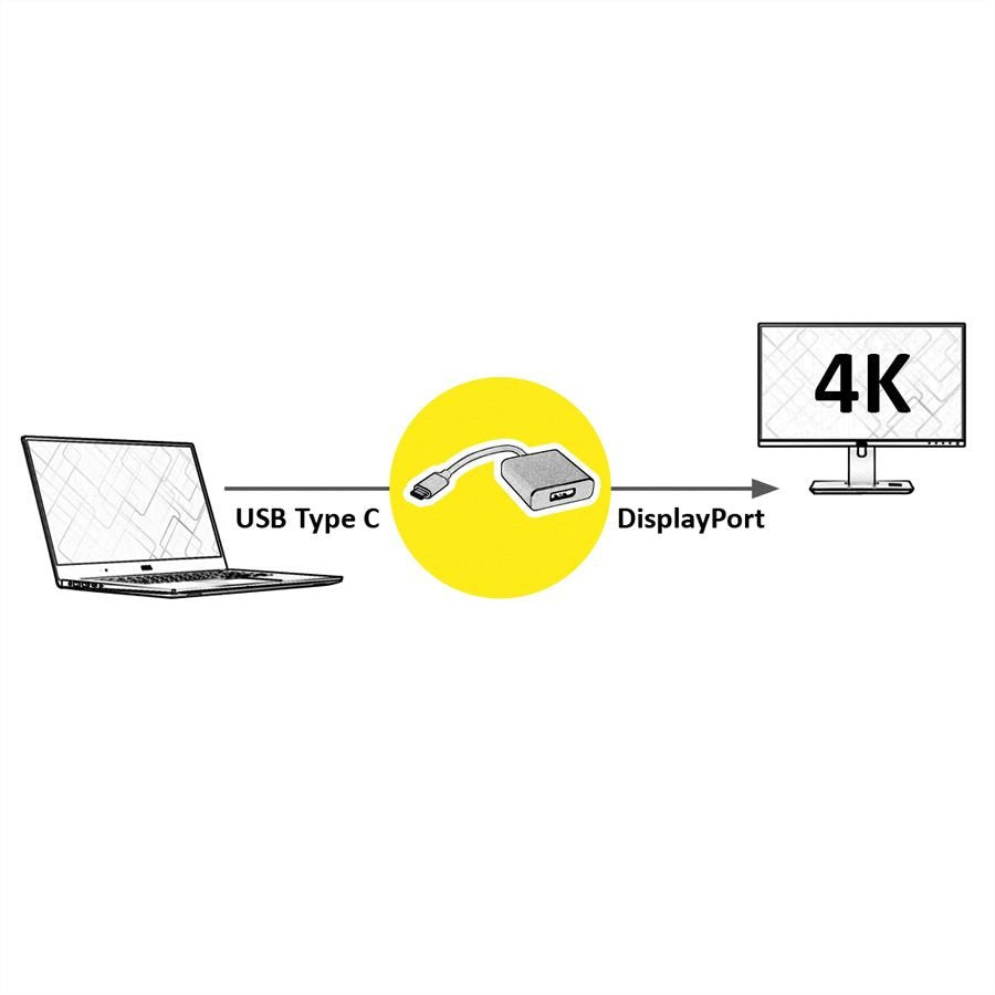 Roline Display Adapter Usb Typ C - Displayport V1.2, St Bu