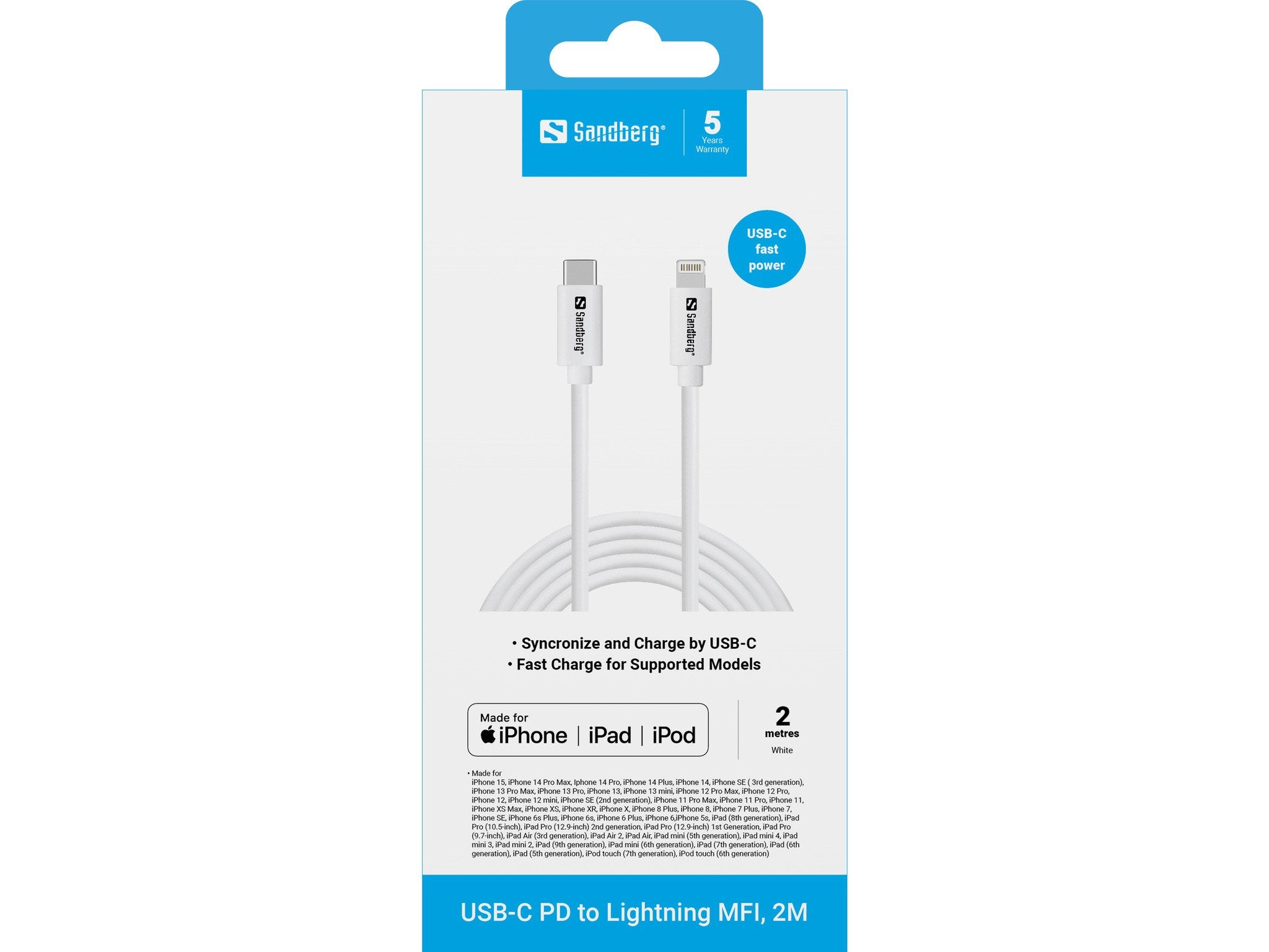 EAN 5705730136597 - Sandberg 136-59 cable de conector Lightning 2 m Blanco imagen 2