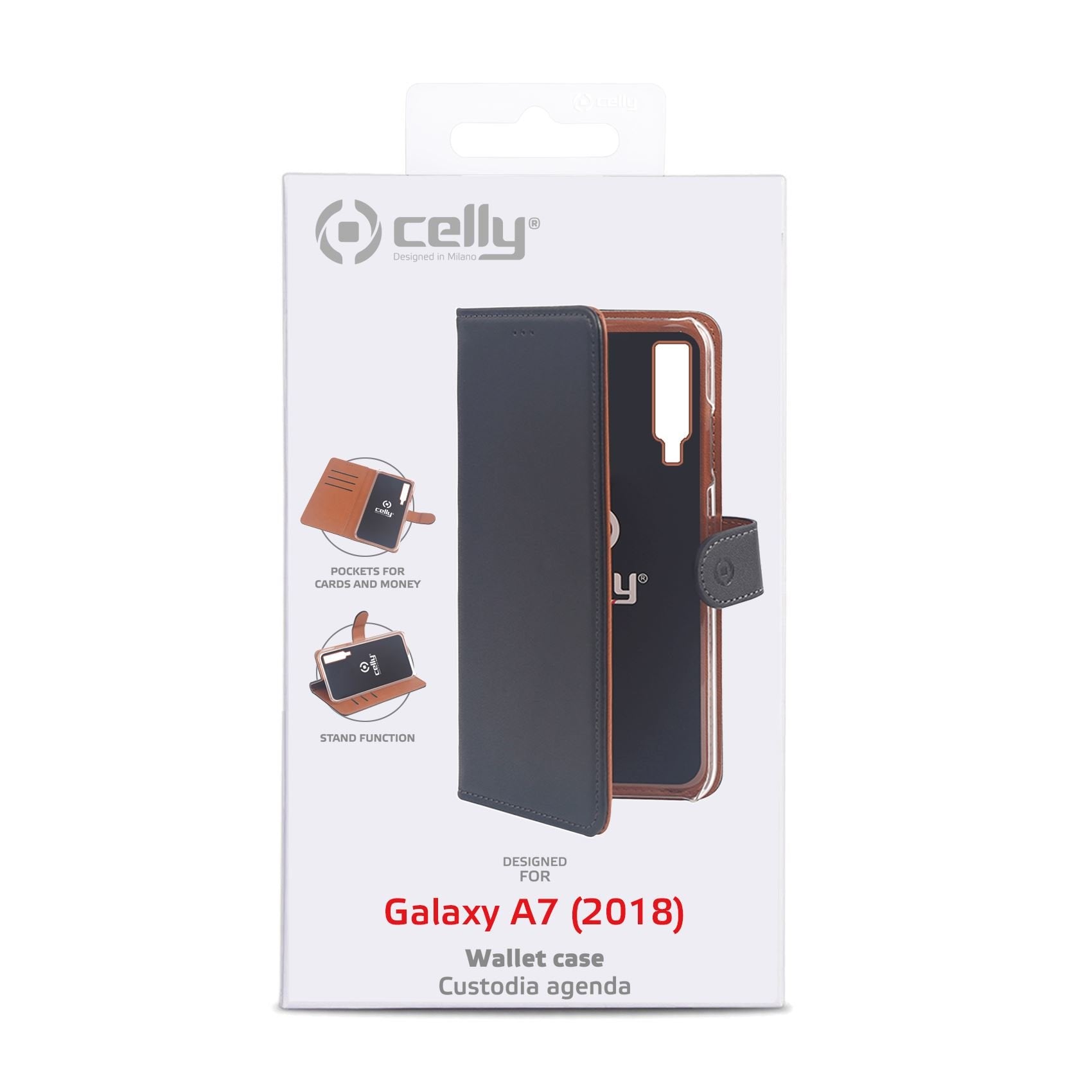 Case Celly Samsung A7 2018 Wallet Case Black Wally795
