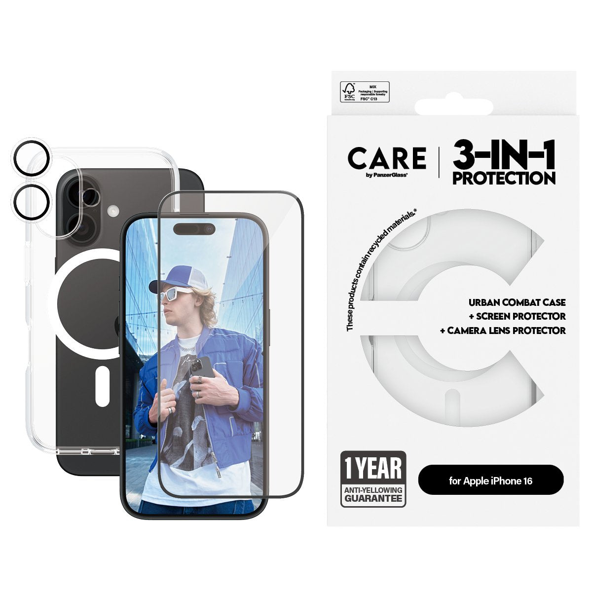 EAN 5715685004797 - PanzerGlass ® | CARE™ by ® 3-in-1 Bundle iPhone 16 Protector de pantalla Apple 1 pieza(s) imagen 2