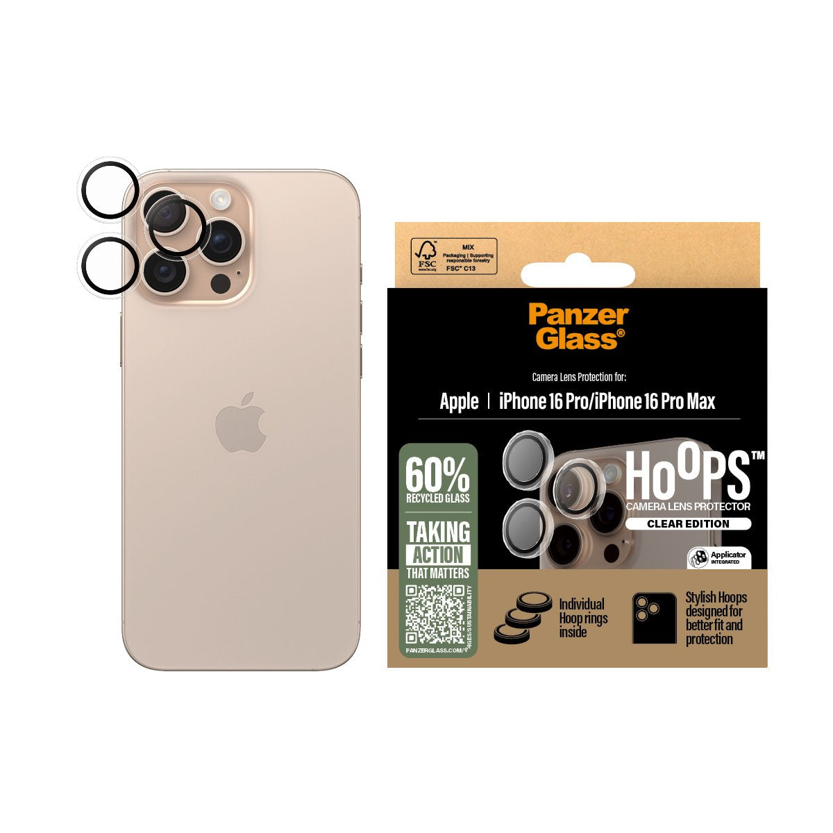 EAN 5715685003035 - PanzerGlass ® Hoops® Camera Lens Protector Transparent iPhone 16 Pro | 16 Pro Max Protector de pantalla A imagen 2