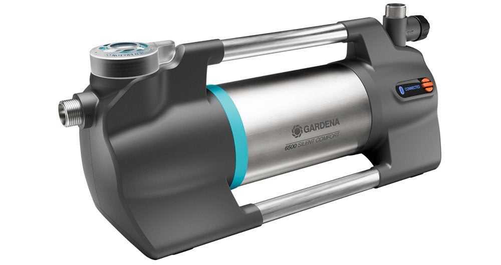 Bomba De Jardín Gardena 6500 Silentcomfort Gris Oscuro/Acero Inoxidable, 1.300 Vatios, Bluetooth, Modelo 2023