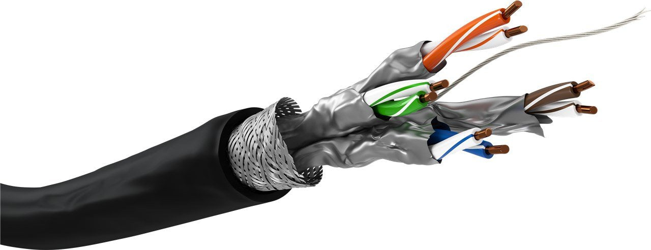 Cable De Red Exterior Goobay Cat.7 S/Ftp Pimf Negro, 100 Metros 52768
