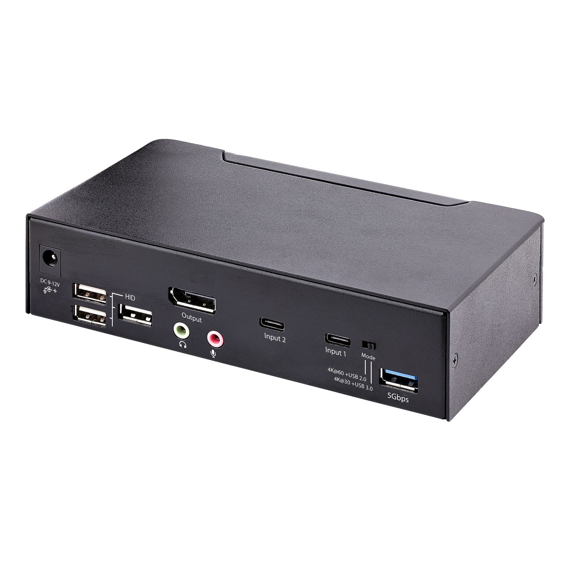 Startech Switch Kvm Usb C Tipo C, De 2 Puertos Displayport 4k 60hz, Audio 3,5mm, Hub 4x Usb Y 2x Usb A 3.2 Gen 1 De 5gbps