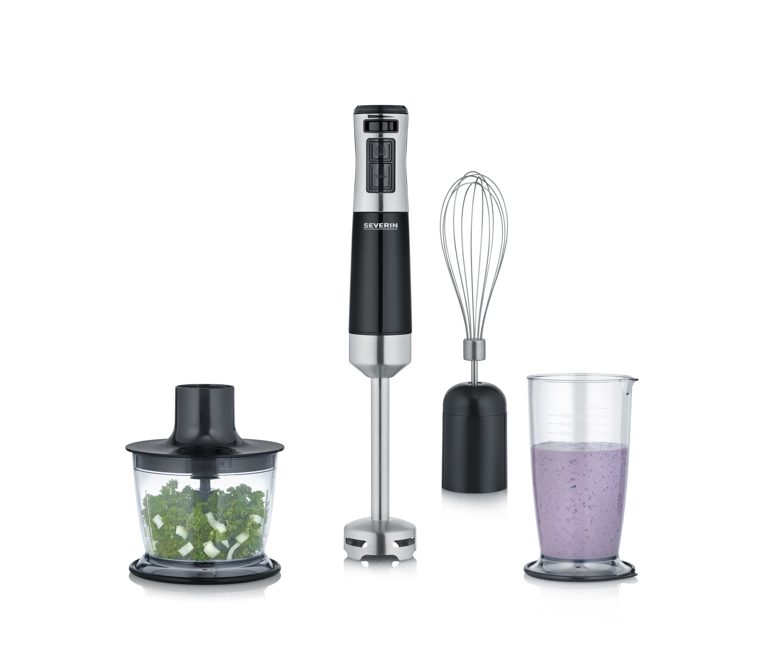 Batidora De Mano  Severin Sm 3772 Negra/Acero Inoxidable (Cepillado), Con Juego De Accesorios 4008146040689