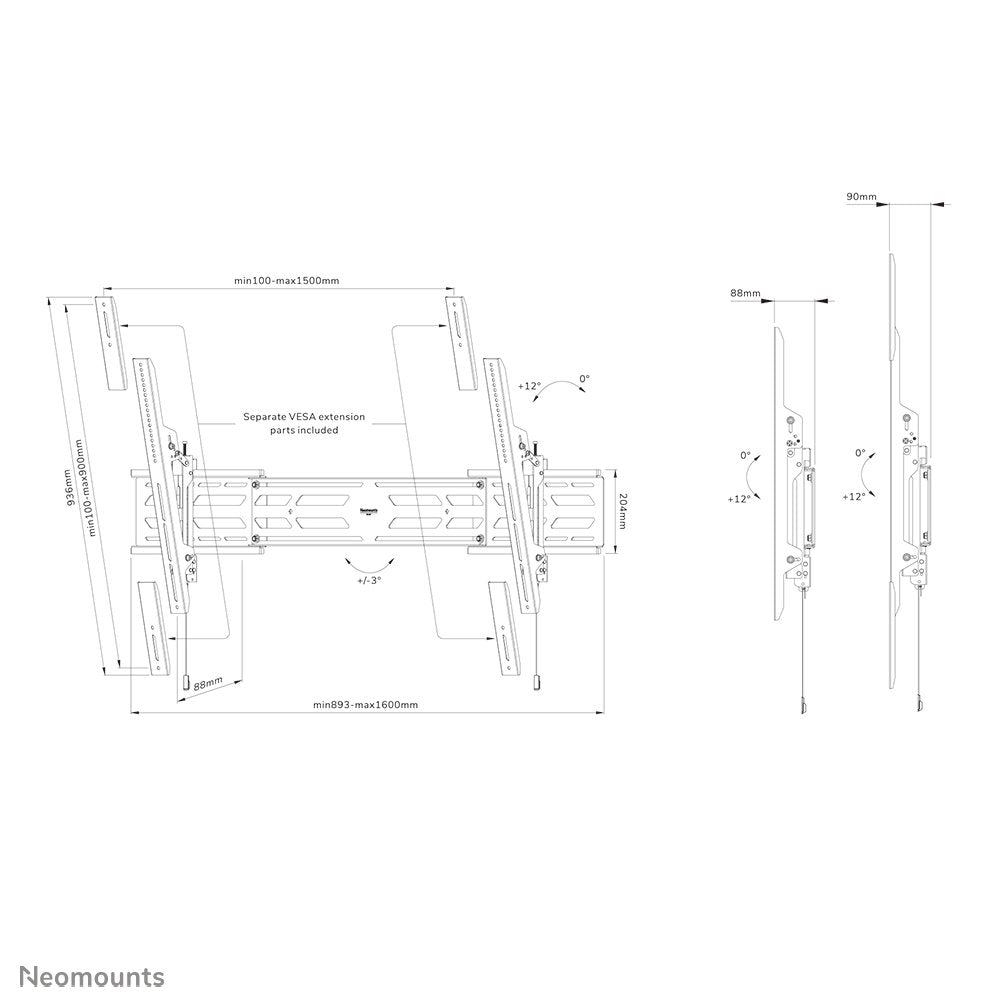Soporte De Pared Neigbar 55-110'' 160kg Negro Neomounts