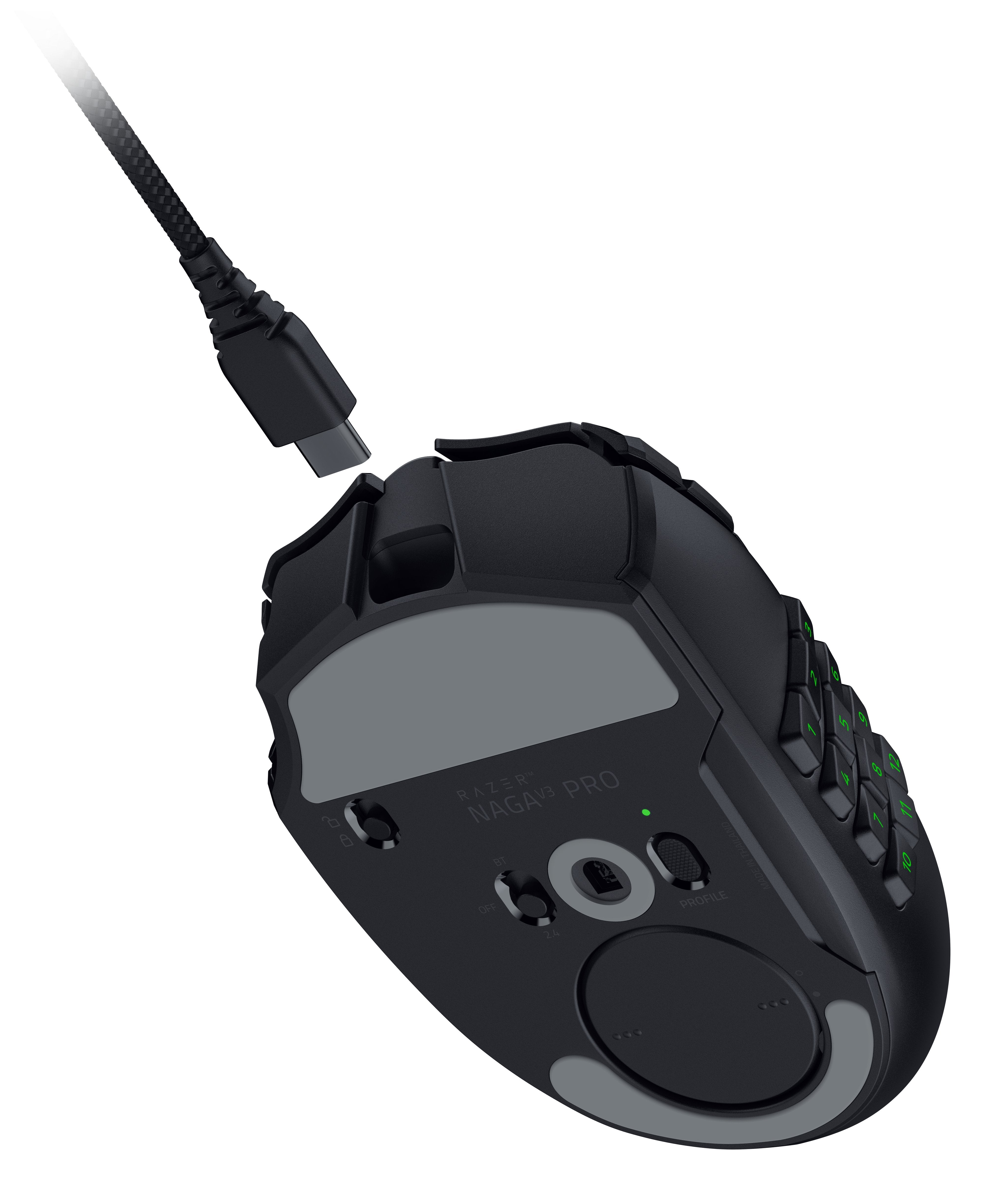 Razer Naga V3 Pro Ratón Juego Mano Derecha Rf Wireless + Bluetooth + Usb Type-C Óptico 50000 Dpi