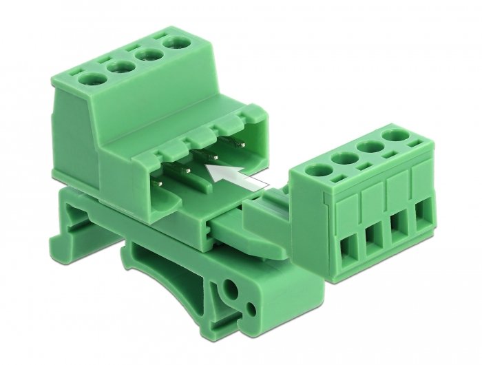 Terminalblock Set Für Hutschienen 4 Pin Mit Rastermass 5,08 Mm Gewinkelt