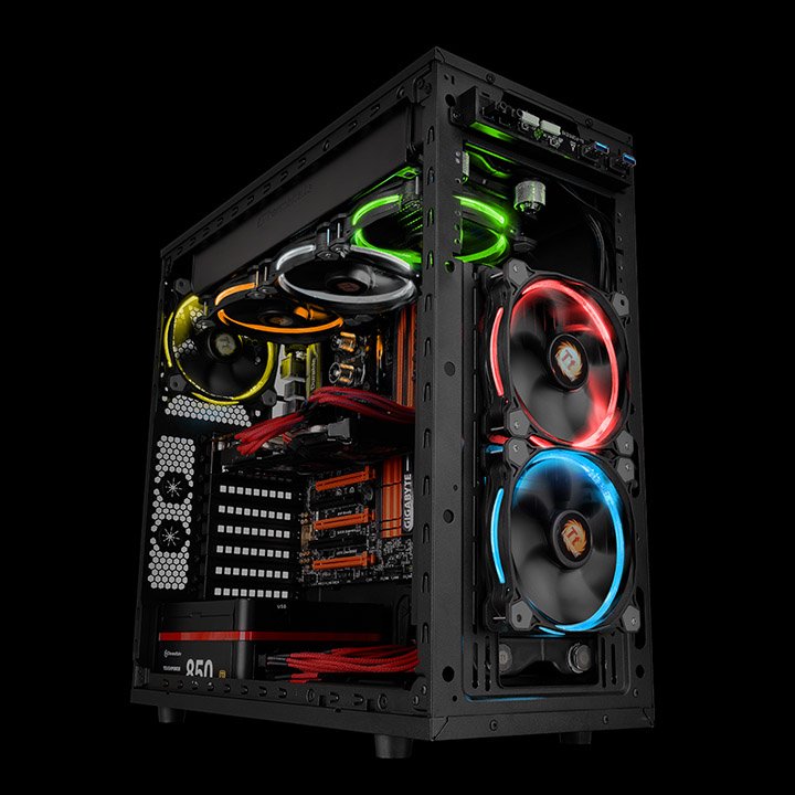 Thermaltake Fan 120mm Ring 12 Led Rgb 3er Set Cl-F042-Pl12sw-B