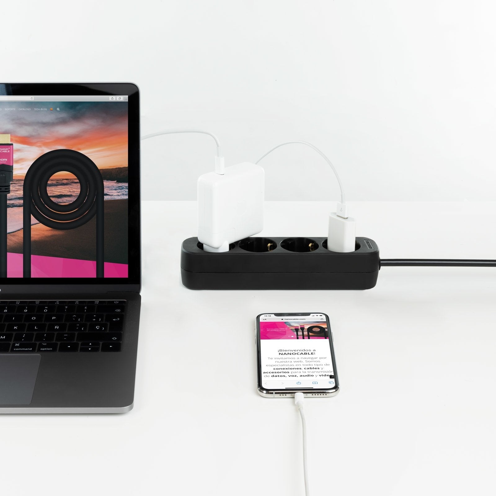 Nanocable Regleta 4 Tomas - 1.4m - Negro