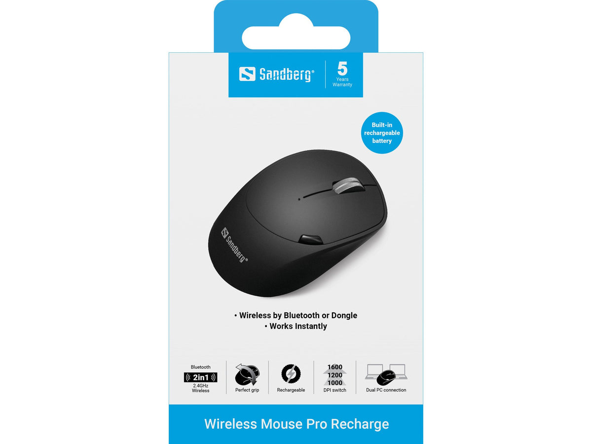 EAN 5705730631023 - Sandberg 631-02 ratón Oficina Mano derecha RF Wireless + Bluetooth 1600 DPI imagen 7