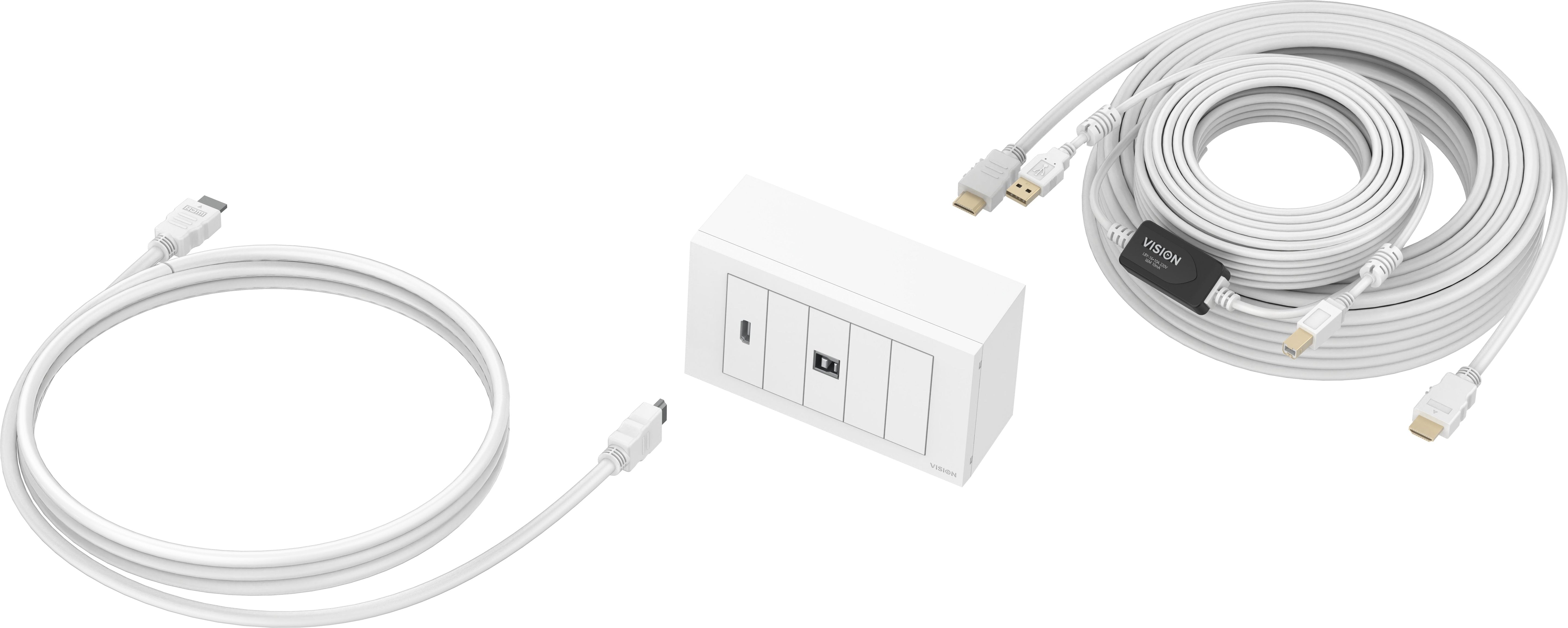 Paquete De Placa Frontal Av Modular De 10 M Y Cables 4k A 60 Hz Paquete Simple Para Instalar Pantalla Táctil O Proyector Incluye Caja Trasera De Doble Gang Del Reino Unido Y Marco De Doble Gang Que Acomoda Cinco Módulos Módulos Incluidos: 1