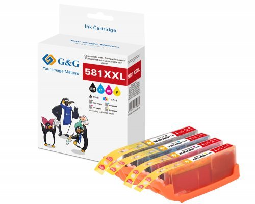 G&G Xxl-Druckercartuchon 4er Set Canon Cli-581xxl Bk C M Y