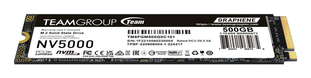 Team Group Nv5000, 500 Gb, M.2, 4500 Mb/S
